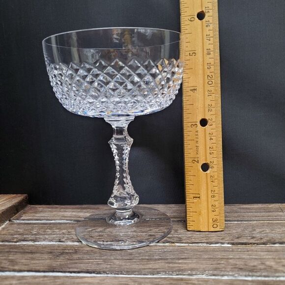 Vintage PARMA by Josair Diamond Cut Stemware Champagne Sherbet Glasses - Picture 13 of 14